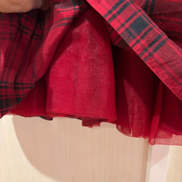 Gymboree Girls Red Black Plaid Velvet Bow Dress Size 8 Holiday Party Occasion - Picture 3 of 8